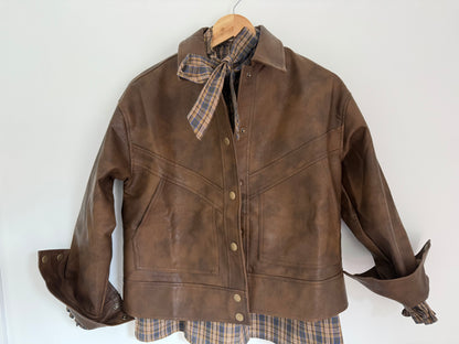 Veste simili cuir marron