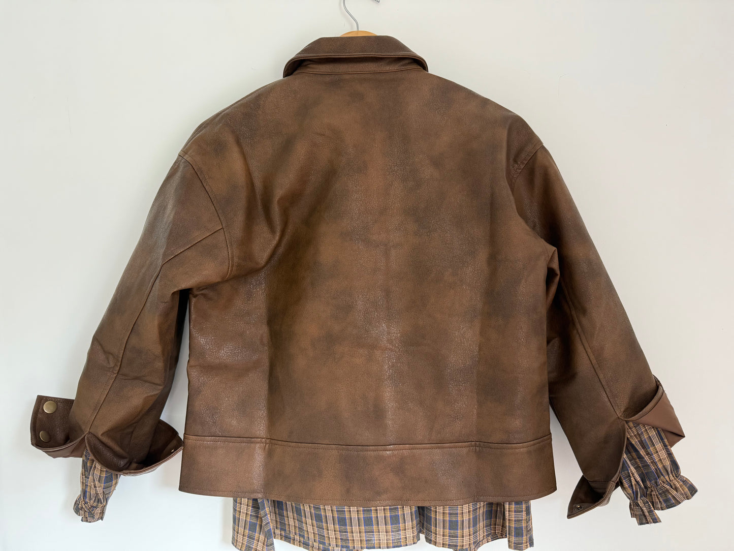 Veste simili cuir marron