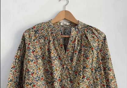 Blouse kaki imprimé fleuri