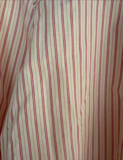 Blouse avec col volant crème rayée rose