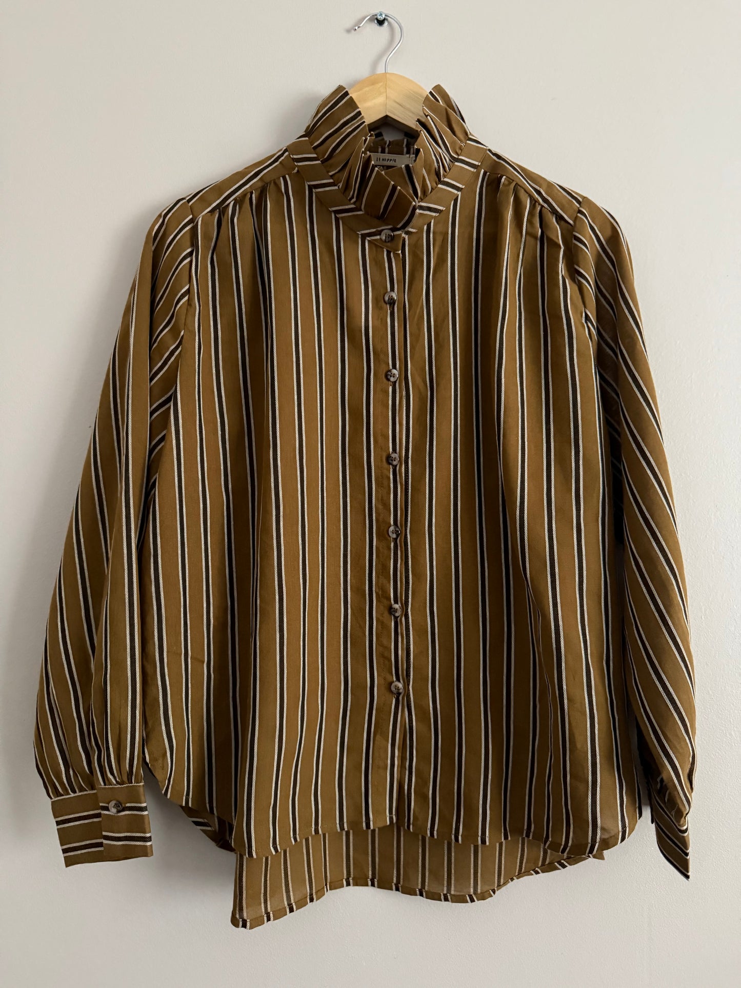 Chemise avec col camel rayée noire