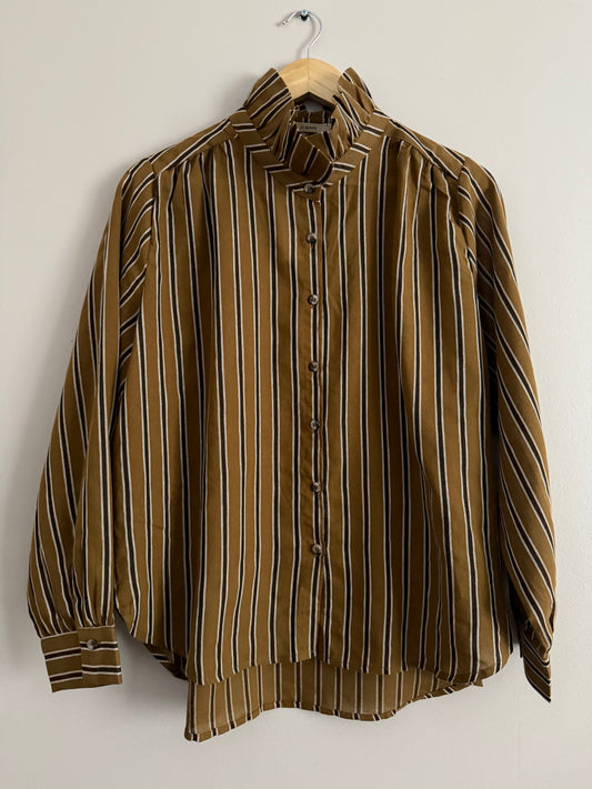 Chemise avec col camel rayée noire