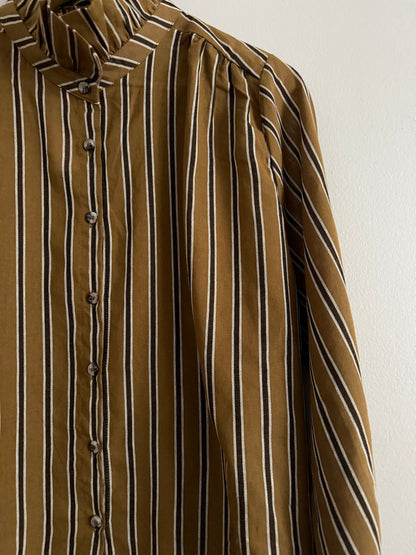 Chemise avec col camel rayée noire