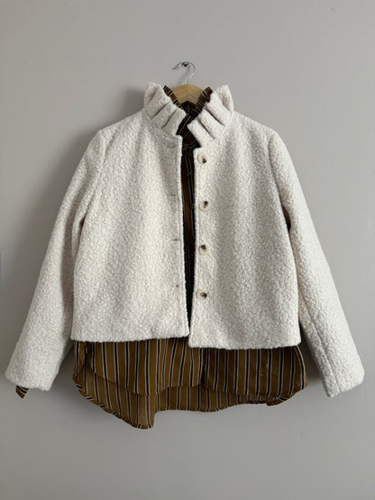Veste avec col à bouclettes crème