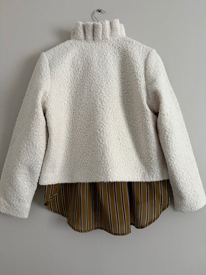 Veste avec col à bouclettes crème