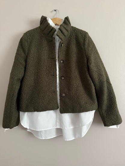 Veste avec col à bouclettes kaki