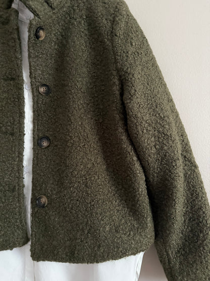 Veste avec col à bouclettes kaki