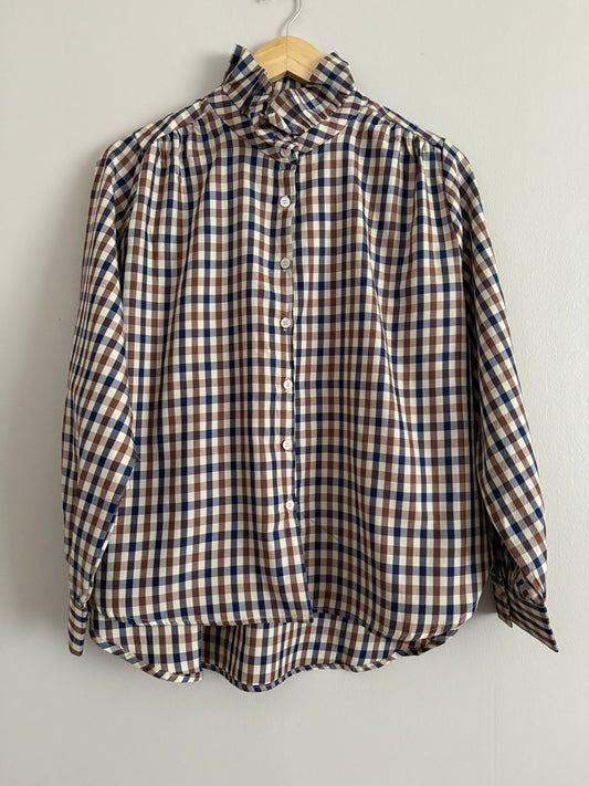 Chemise avec col à carreaux camel/beige/bleue marine