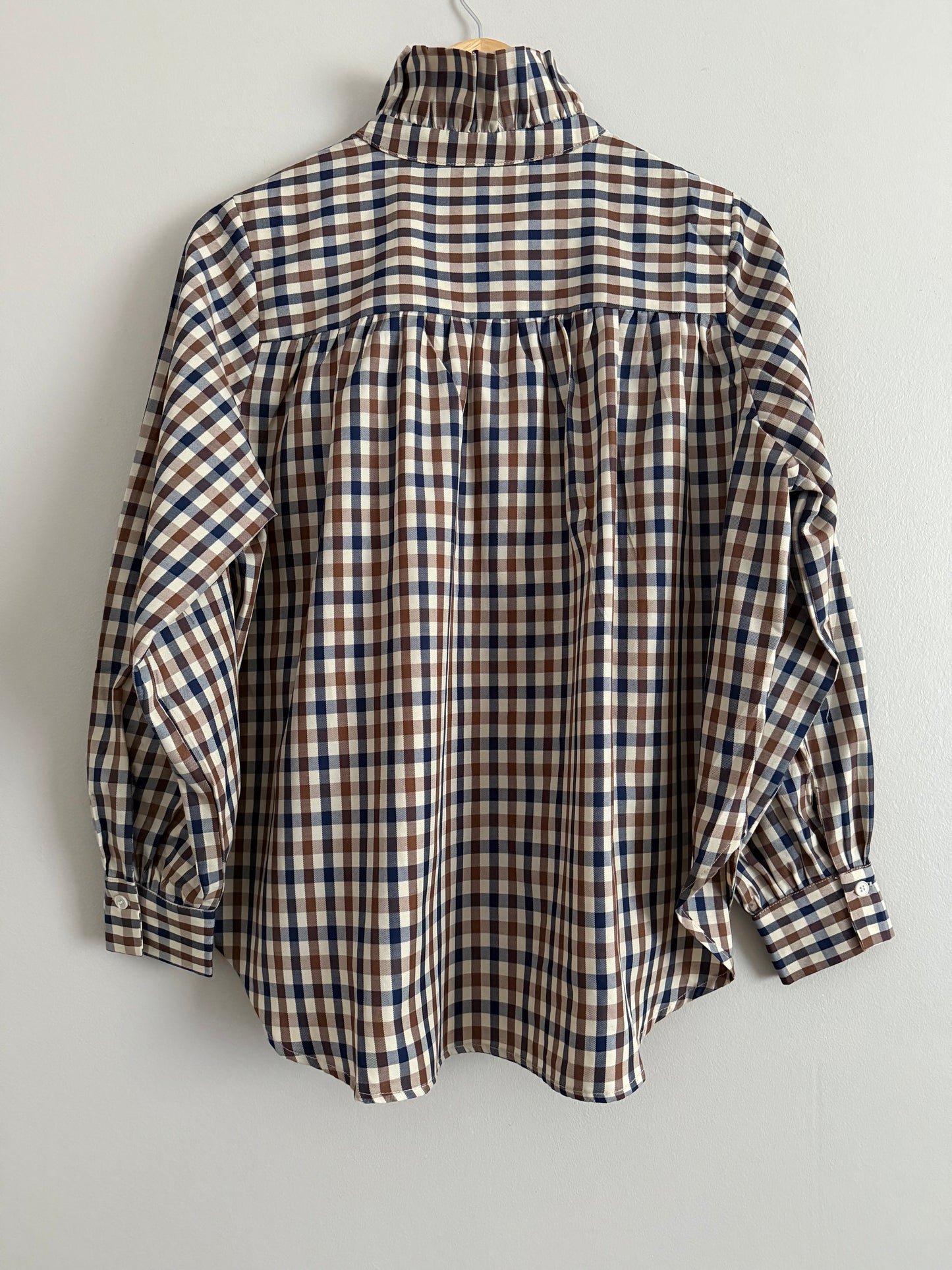 Chemise avec col à carreaux camel/beige/bleue marine