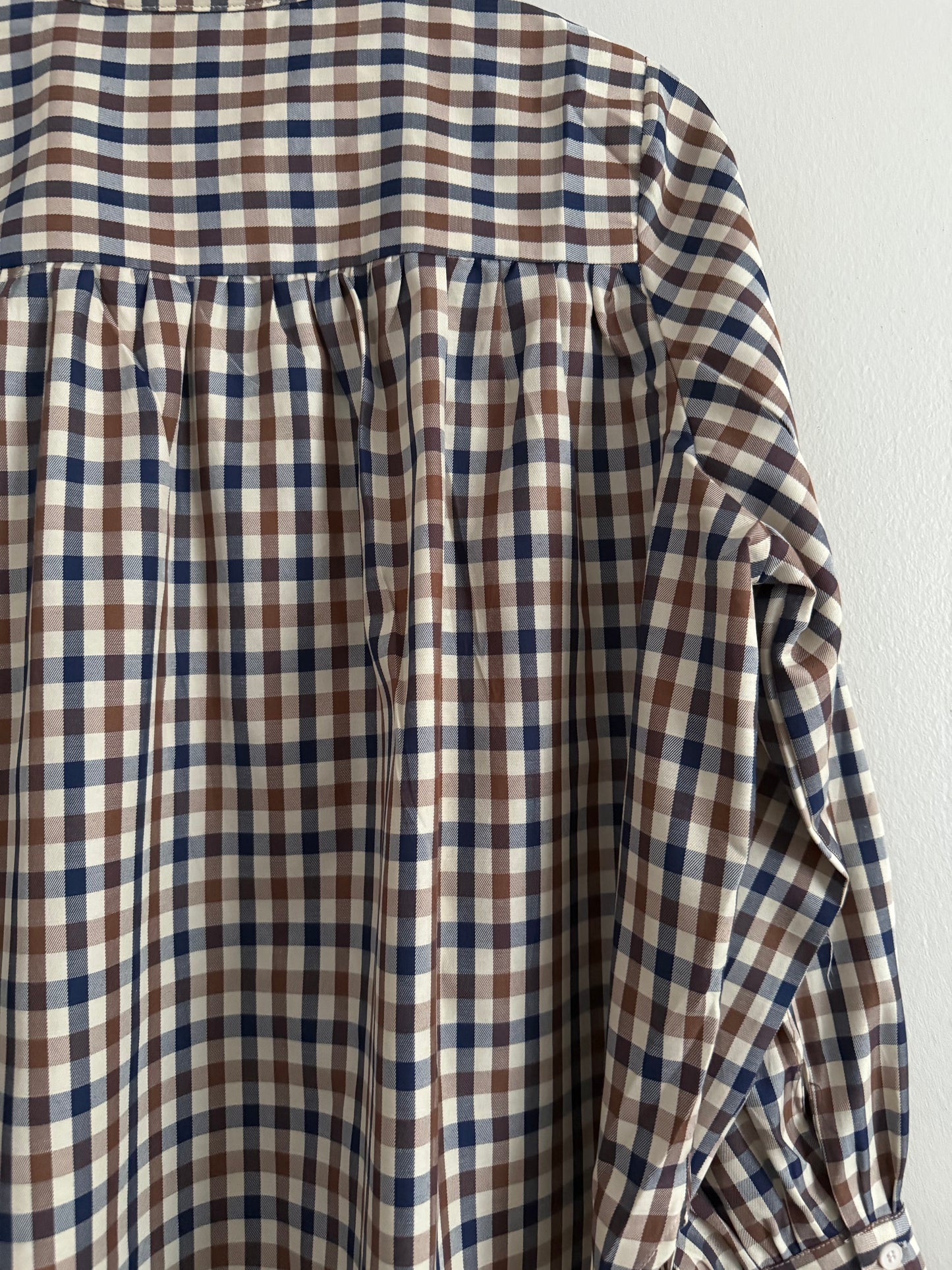 Chemise avec col à carreaux camel/beige/bleue marine