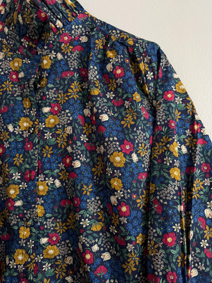 Chemise avec col imprimé fleuri bleue marine