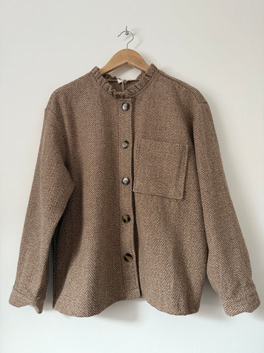 Veste chemise sans col avec boutons