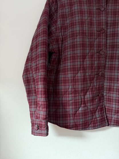 Veste chemise matelassée bordeaux à carreaux