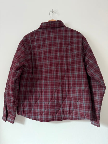 Veste chemise matelassée bordeaux à carreaux