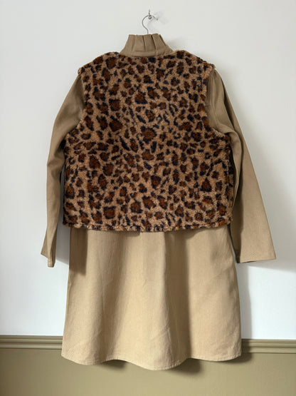 Gilet sans manches imprimé léopard marron