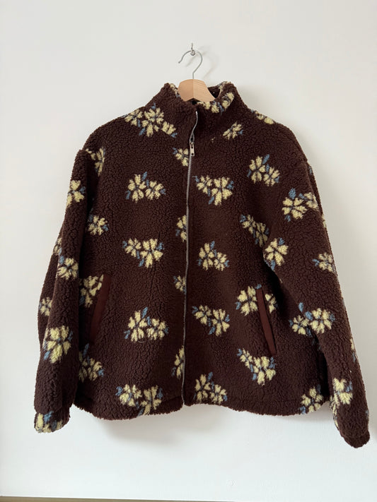 Veste polaire moumoute chocolat avec motifs