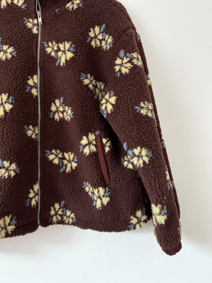 Veste polaire moumoute chocolat avec motifs